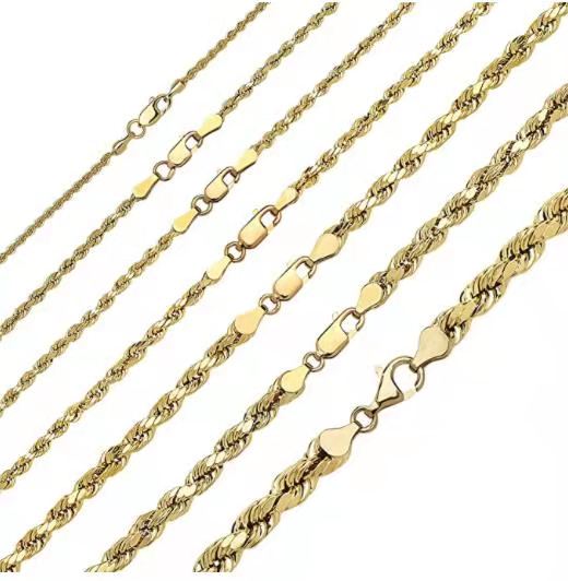 Cadenas de cuerda de oro para hombre