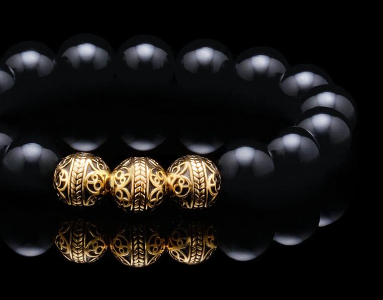 Bracelet en obsidienne noire