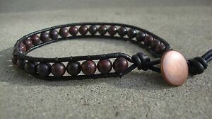 Bracelet en cuir à perles